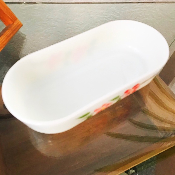 Anchor Hocking Fire King #17 Gay Fad Small Oval Casserole Dish Dogwood Blossom - Picture 4 of 6